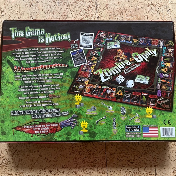 Zombie Opoly Monopoly A Killer Board Game Where Fun Never Dies!NEW OPEN BOX Rare - Picture 2 of 8